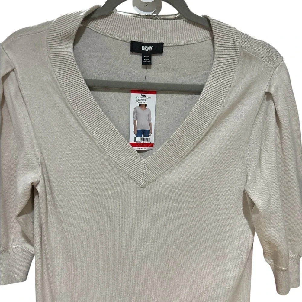 DKNY Soft Beige V-Neck Top